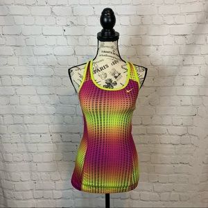 Nike Dri Fit Womens  Pink Orange and green Active Tank XS